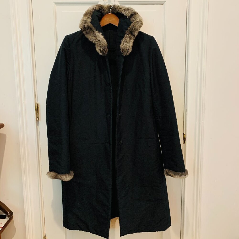 Cinzia Rocca Womens Top Over Coat, Sz 44 IT/ 8 US, Made In Italy Rabbit Fur